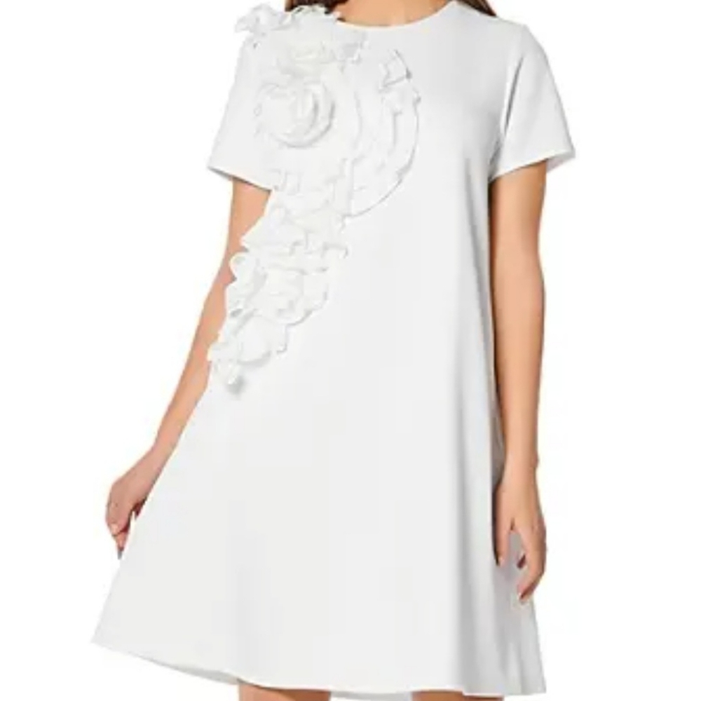 Gracia floral appliqué short sleeve dress (Le Diner en Blanc Dress)